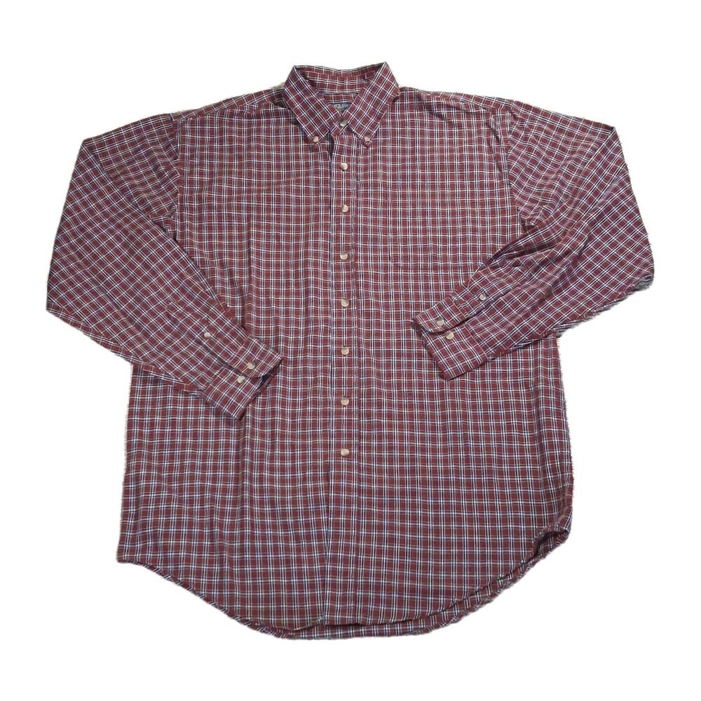 Salmon River Traders Mens LT Tall Plaid Button Up Shirt Long Sleeve Red Blue